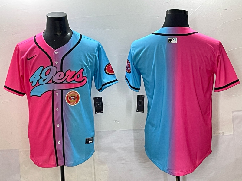 Men 2025 San Francisco 49ers blank Pink Blue pink Nike Limited NFL Jersey 0022